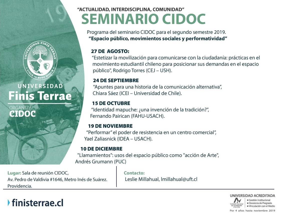 Programación Semestral del Seminario CIDOC: Actualidad, Interdisciplina y Comunidad